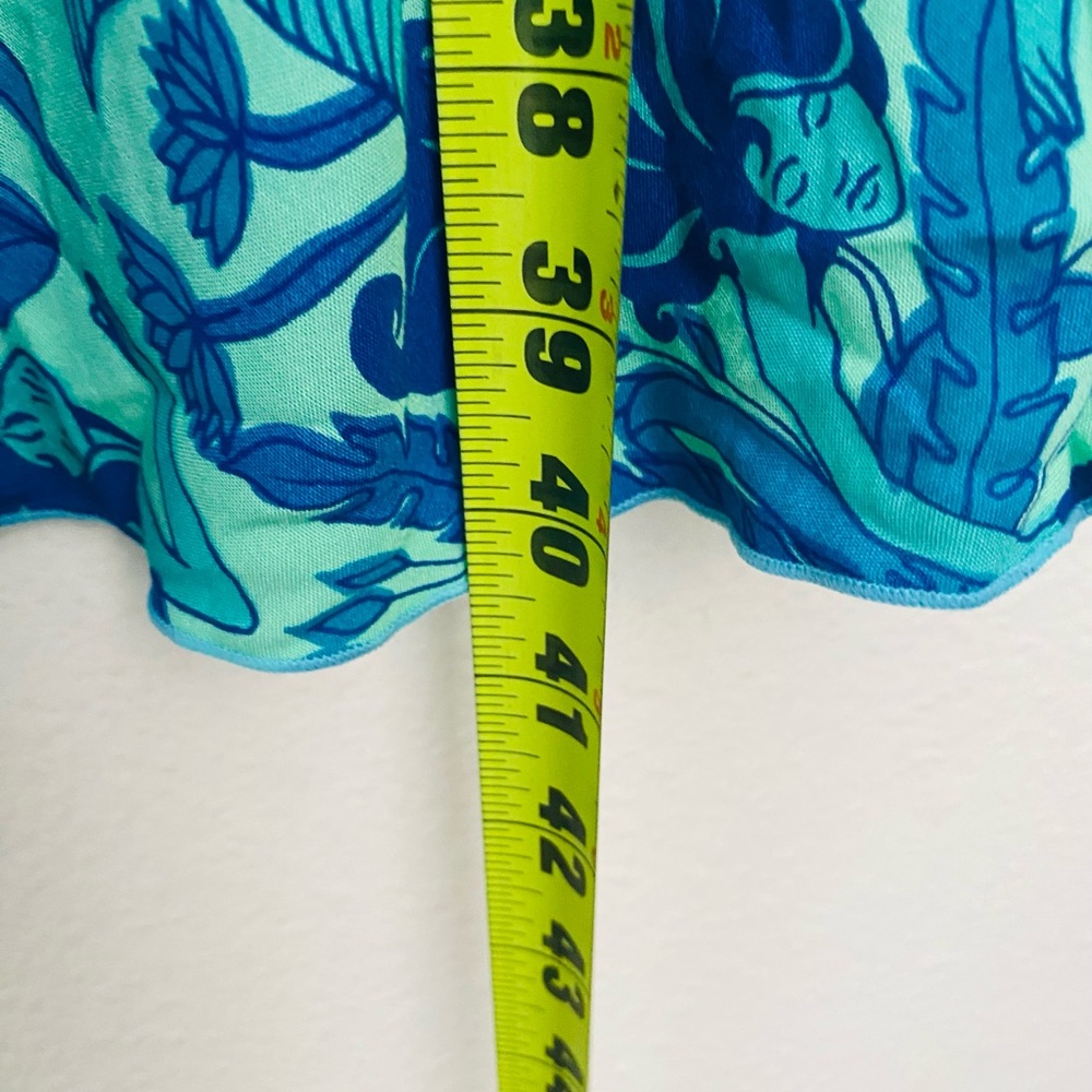 Rainbow Teal & Aqua Floral Mini Dress - Abstract Print - Size L - Picture 7 of 10